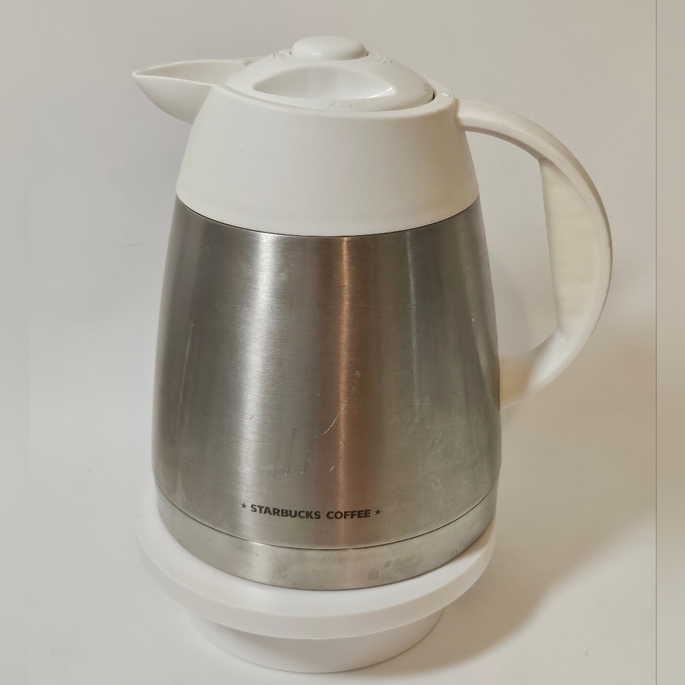 Starbucks Barista Aroma Thermal Coffee Caraffe Silver White Adjustable Lid